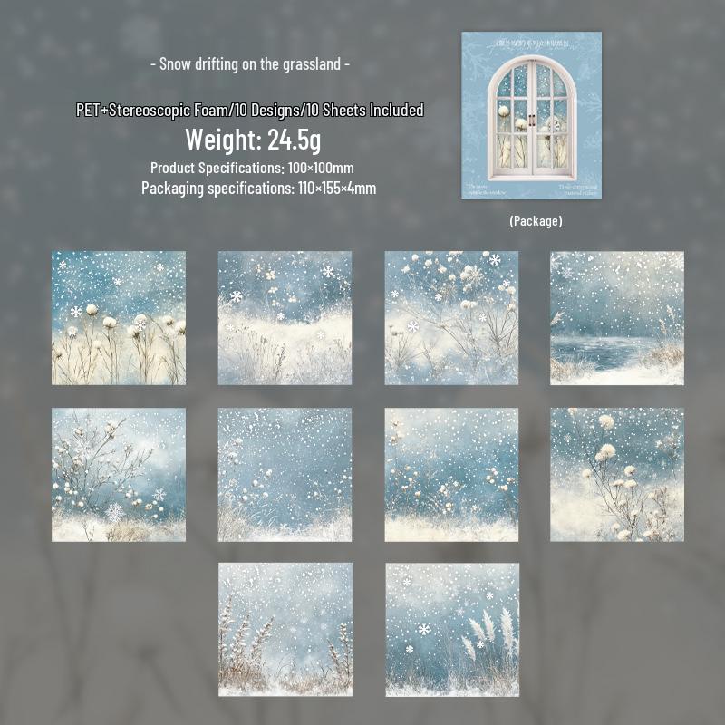 Ketchup Girl Snow Outside Window Series: 3D Realistic Snowflake Winter Scenery Stickers, 6 Types