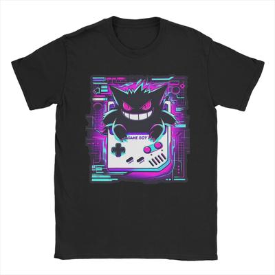 Ghost Pokemon Gengar T-Shirt Men Vintage Cotton Tee Shirt Crew Neck Short Sleeve T Shirts 4XL 5XL Clothes