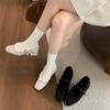 2025 Autumn and Winter New Fairy Thick Heels, Gentle Temperament Fluffy Shoes, Women Wear Warm and Velvet Single Shoes