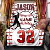 Baseball Player Silhouette With Personalized Name And Number Design Blanketcustomizable With Your Namecomfortable And Stylish Perfect For Travel Beds