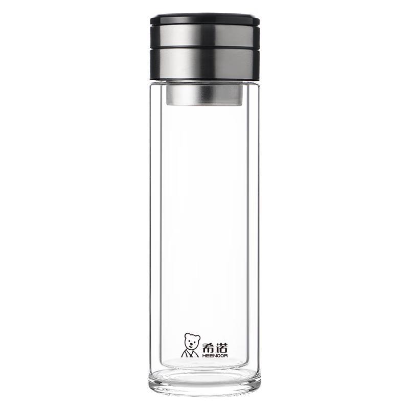 HEENOOR Men s Double-Layer Glass Tea Infuser Bottle