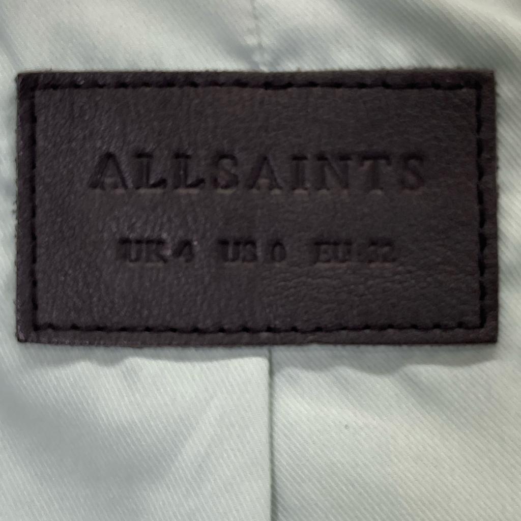 AllSaints Blue Calf Leather BALFERN BIKER Rider Jacket Jacket UK4 blueUsed