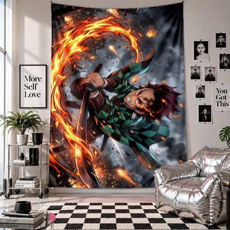 Wall TapestryDemon Slayer Art Hanging Cloth Decorative Background Cover for Room Decoration