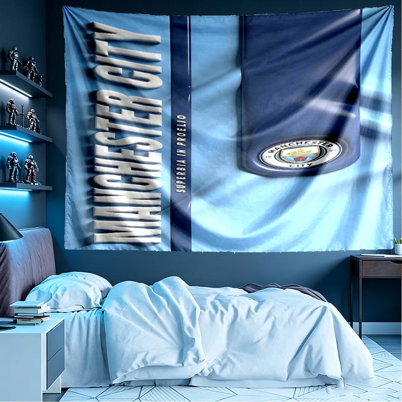 Manchester City FC Print Tapestry, Lightweight Wall Hanging, for Bedroom, Dorm, Living Room, Home Art Decor - Birthday Christmas Gift for Friends