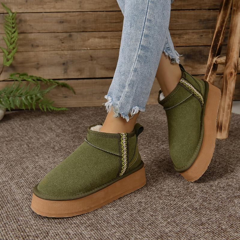 Fashion 2025 New Thick Plush Platform Snow Boots Women Winter Warm Fur Cotton Shoes Woman Faux Suede Slip-On Ankle Boots Shoes