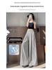 Spicy Girl 2025 Summer Ice Silk Striped Wide-Leg Pants - Plus Size, Casual, Hip-Hugging, Lazy Style