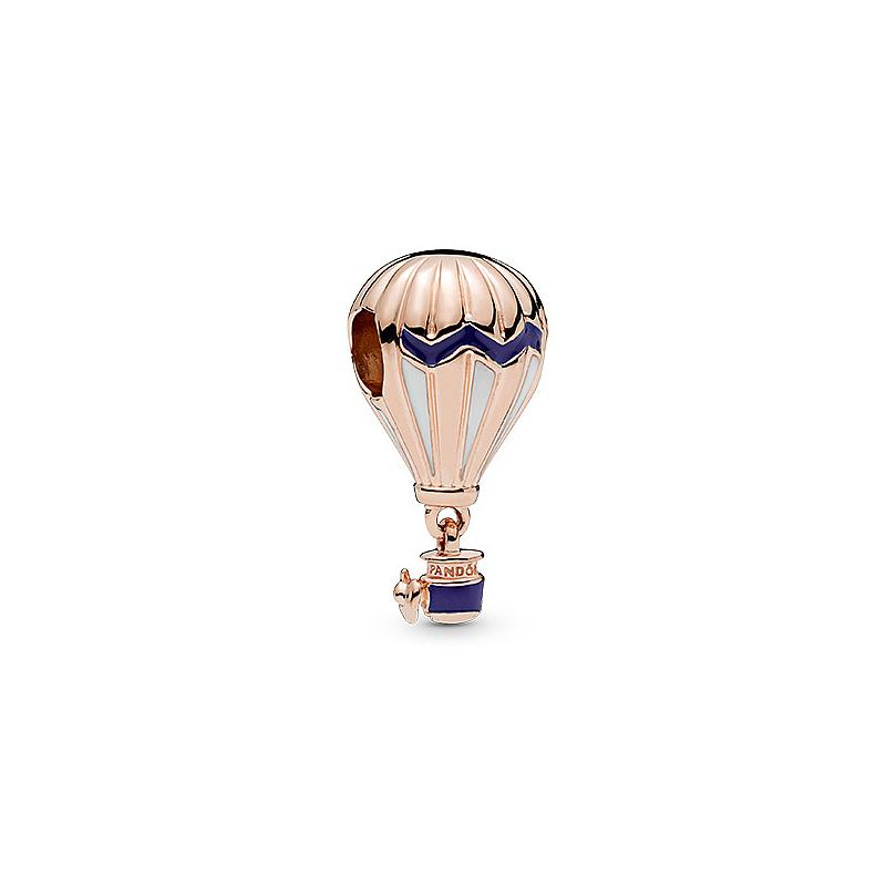 Pandora Hot Air Balloon Charm Letter Logo Alloy Pendant Women s Rose Gold Blue 788055ENMX