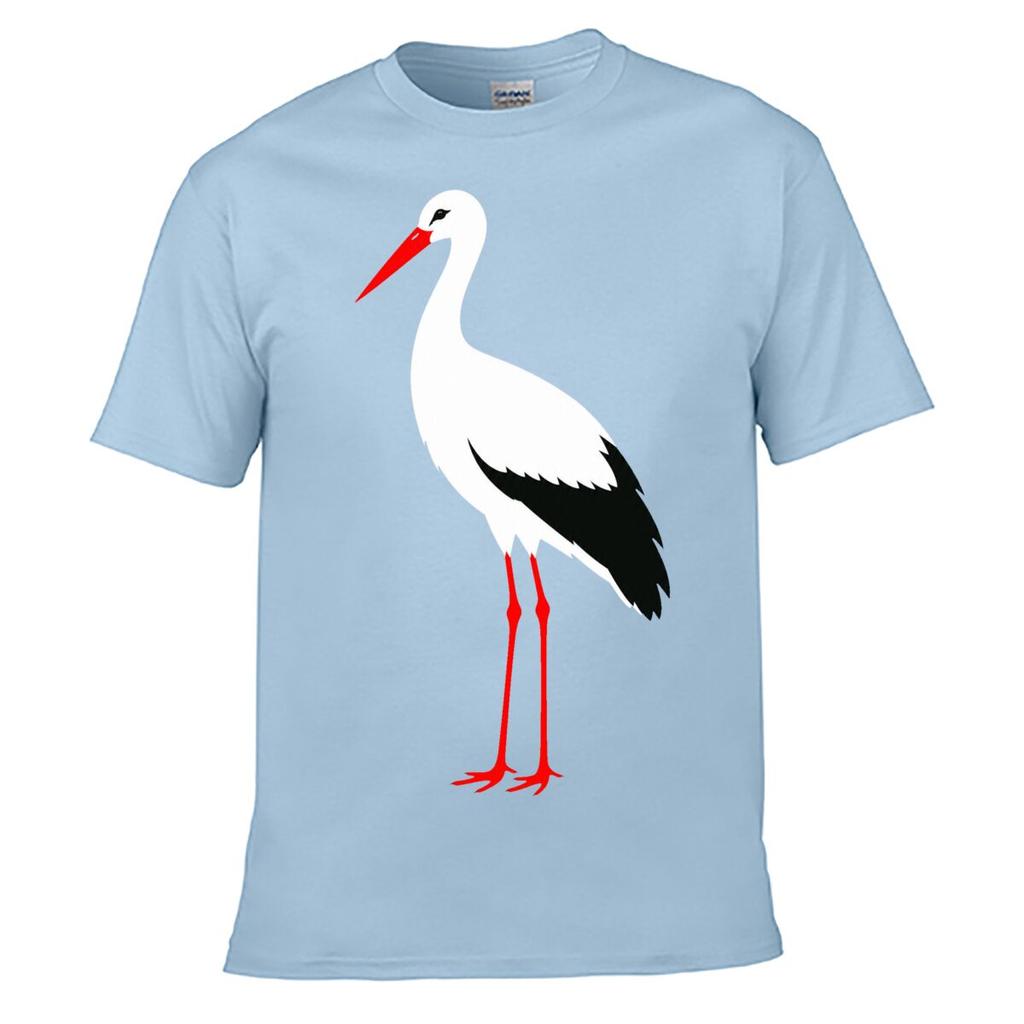Minimalist White Stork Bird Portrait Loose Vintage Distressed Washed Casual Tee