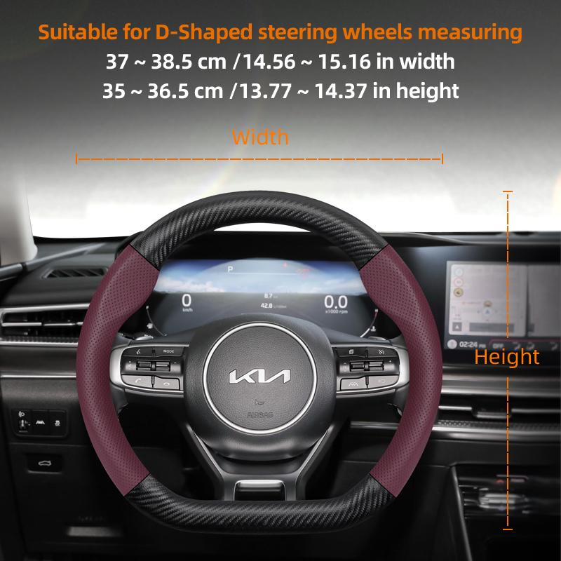 

For KIA Carbon Fiber Texture Perforated Leather Steering Wheel Cover Sportage Nq5 Rio 3 4 Ceed Jd Stonic Stinger Forte Picanto