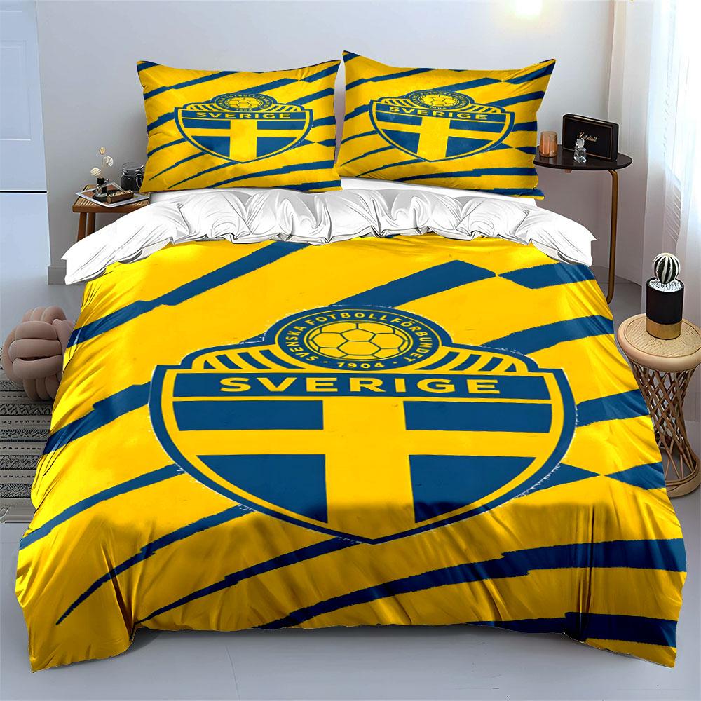 Swedish flag design pattern. Bedding sets Duvet cover sets Duvet covers Pillowcases(1* Duvet Cover 2* Pillowcases without duvet insert)