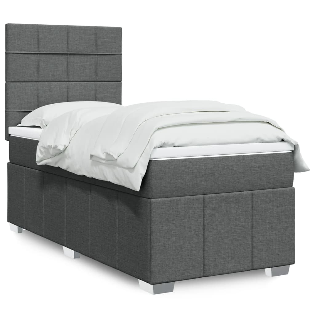 Box Spring Bed with Mattress Dark Gray 80x200 Cm Fabric