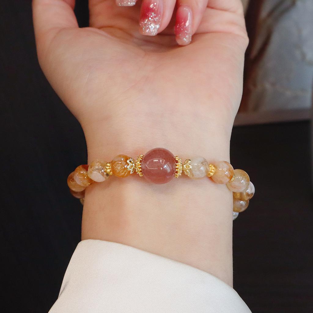 New Chinese Citrine Beaded Bracelet Strawberry Crystal Bracelet Bangles Women Fashion Jewelry Accessories Gift