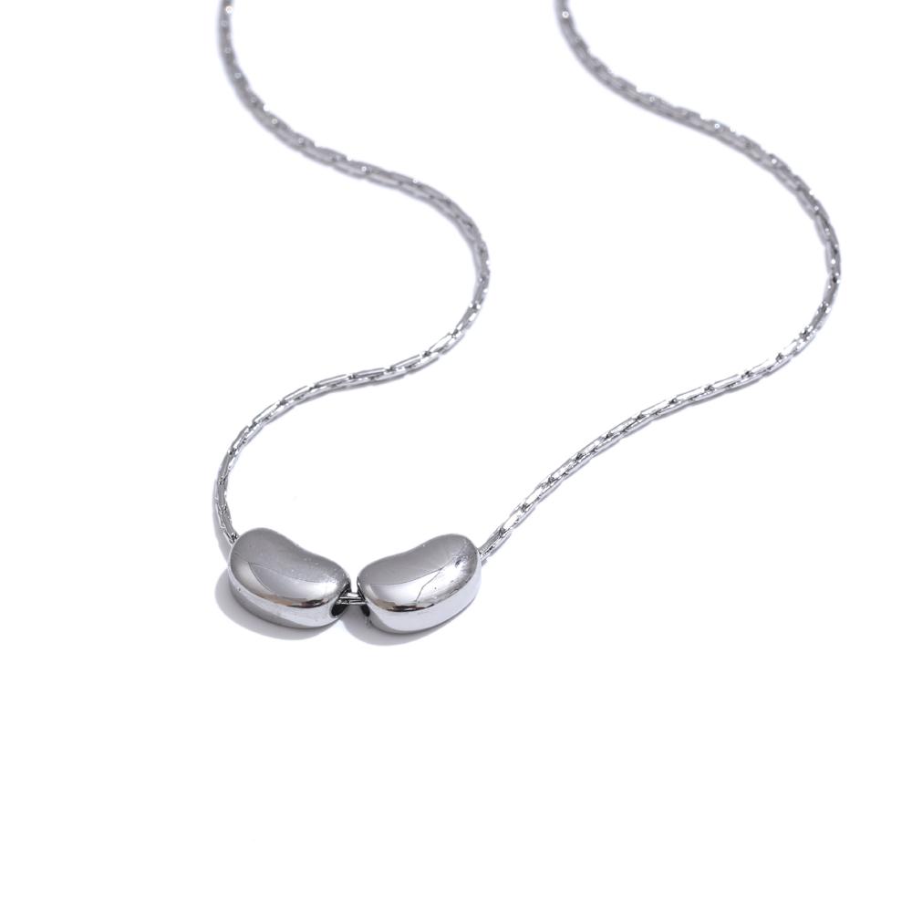

Yhpup 316L Stainless Steel Casting Metal Golden Bean Removable Pendant Necklace PVD Waterproof Office Lady Daily Jewelry Gift