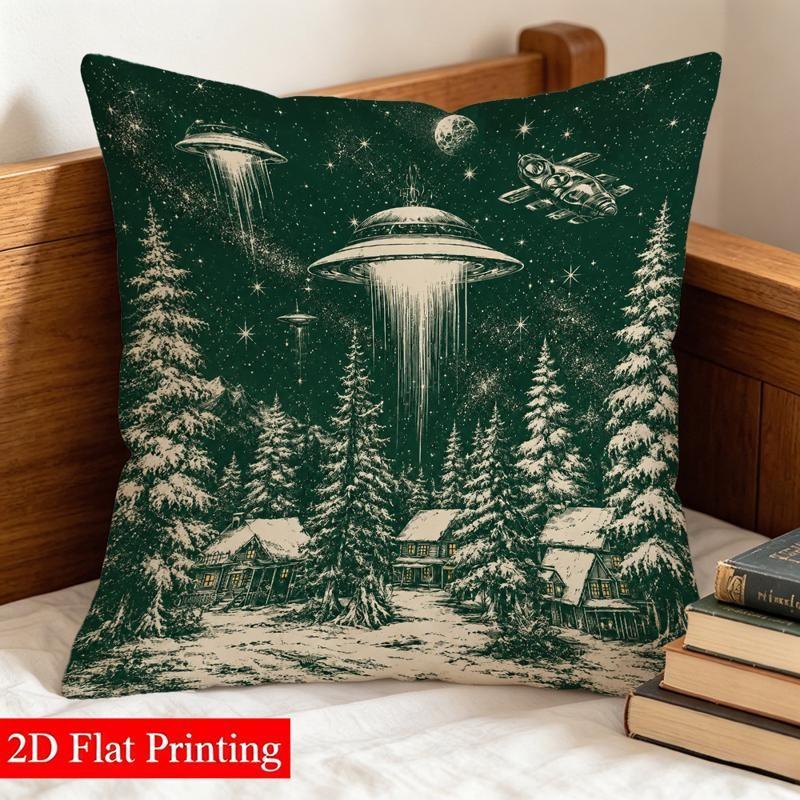 1pc Pillowcase, Soft And Smooth Texture Polyester Short Plush Fabric, Single-Sided Printed Pattern, 45Cm X 45Cm / 18In X 18In, Suitable for Bedroom, L