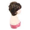 Women Synthetic Short Golden Brown Hair with Bangs Natural Wave Layered Wigs For Daily Cosplay Heat Resistant Fiber