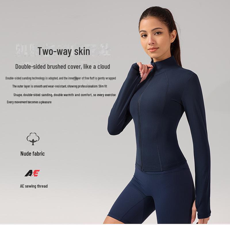 Women's Quick Dry Slim Fit Long Sleeve Fitness Jacket for Outdoor Running, Yoga, and Training