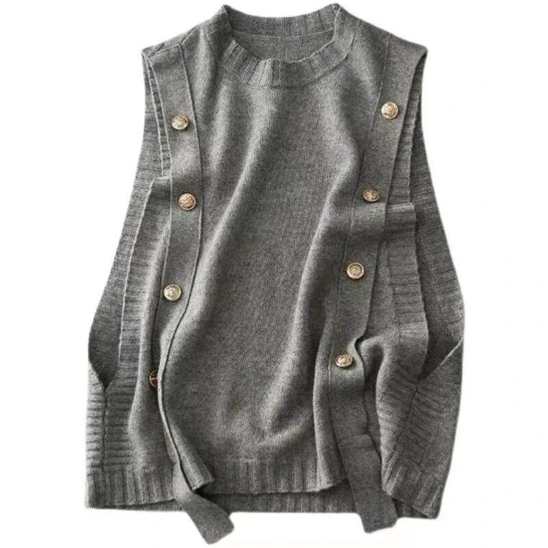 Mode Gestrickte Weste für Frauen Ärmellose Pullover Weste Retro Stricken Tank-Top Koreanische Weibliche Herbst und Winter Casual Stricken Pullover