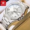 OLEVS Luxury Man Watch Classic Fashion Roman Scale Dual Calendar Waterproof Luminous Stainless Steel Original Quartz Wristwatch