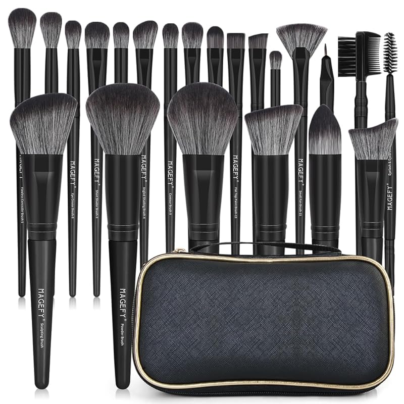 MAGEFY Makeup Brushes, 22 Pcs Professional Premium Synthetic Makeup Brush Set with Case, Foundation Eyeshadow Brush Travel Make up Brushes Set