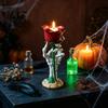 Halloween Table Ornaments Skeleton Hand Rose Candle Holder, Gothic Resin Decorative Ornament Atmospheric Trough for Home Decor, Dark Style Romantic