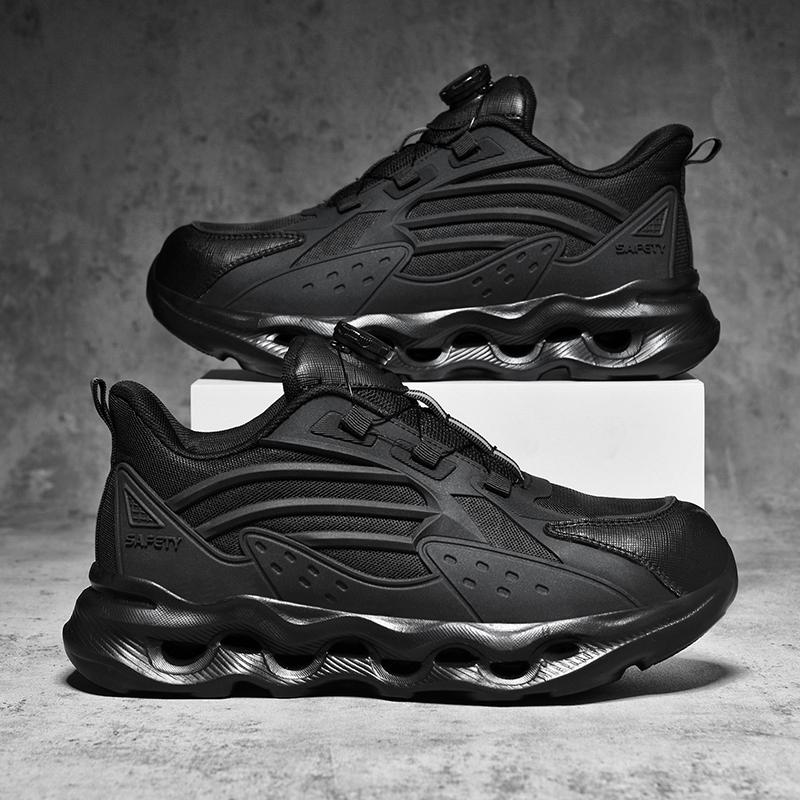 Rotating Button New Safety Shoes Men Anti-smash Anti-puncture Work Shoes Fashion Men Sport Shoes Security Protective Boots Men