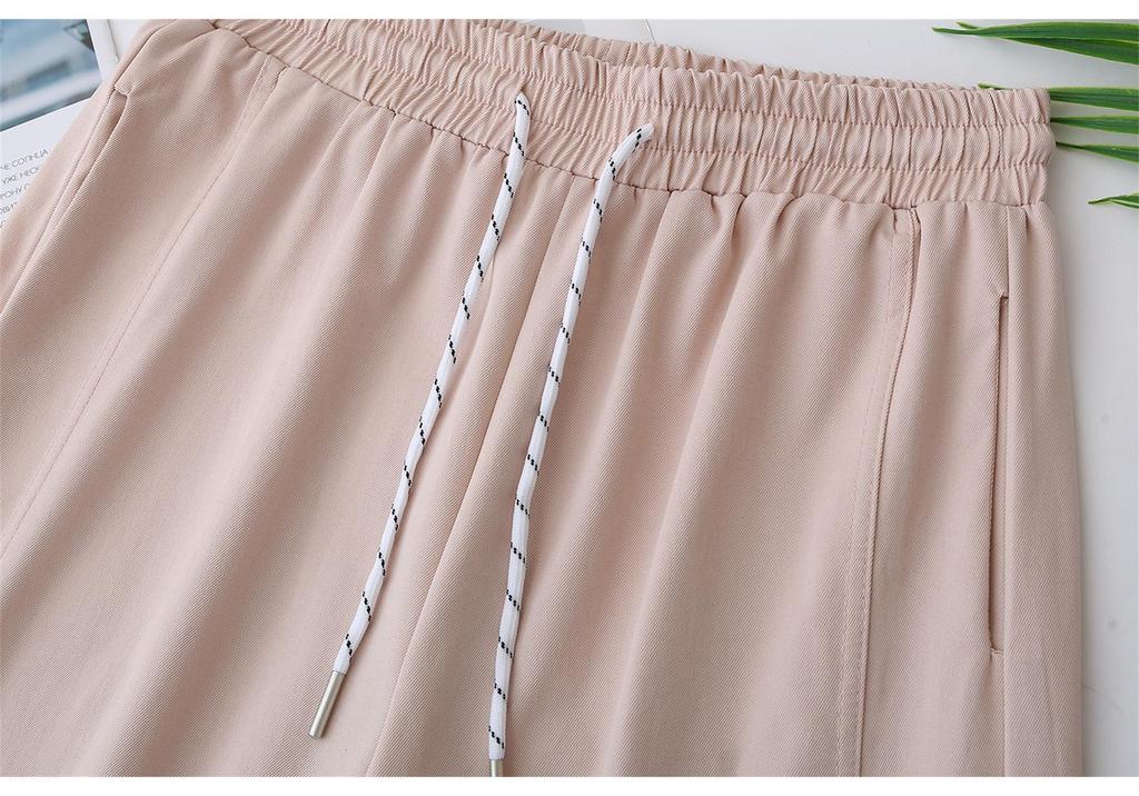 2026 Spring/Summer Plus Size High Waist Cropped Pants - Slimming Elastic Waist Women's Casual Pants