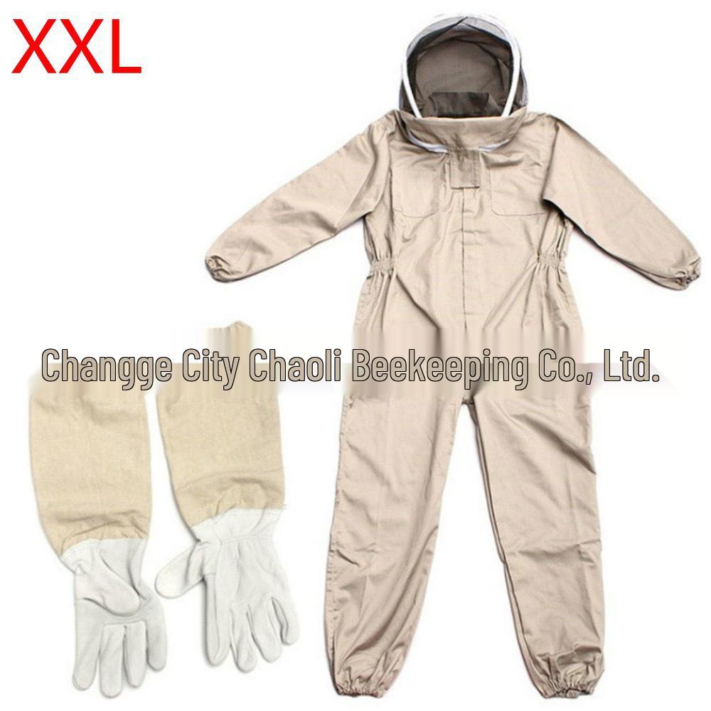 Apricot Waterproof Beekeeping Suit with Gloves - Full Body Anti-Bee Protection