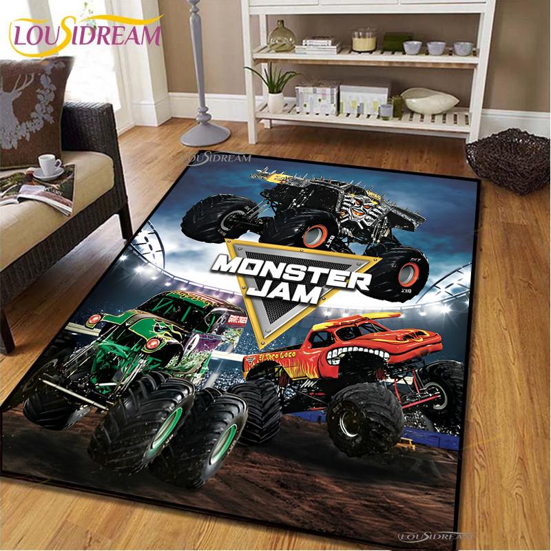 Monster Jam Truck Game Carpet for Living Room Bedroom Rug Kitchen Kids Door Unslip Floor Mat Birthday gift photography props Rug