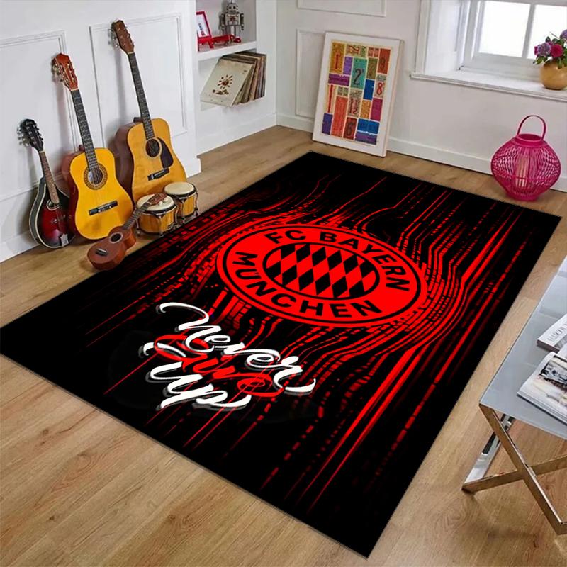 Fußball Bayern Polyester Teppich, Weiche Indoor Matte für Bürostuhl, Wohnzimmer, Schreibtisch - Dekoratives Home Office Teppich Design