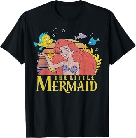 The Little Mermaid Ariel Flounder Black TShirt S
