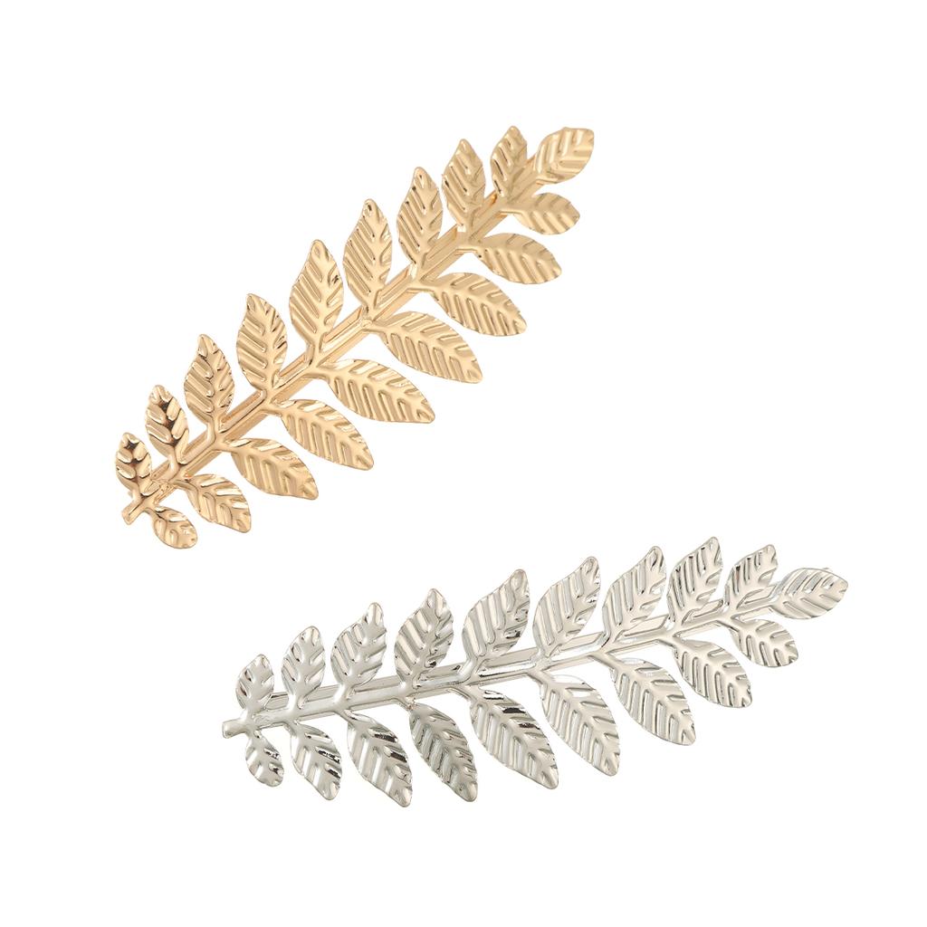 AWAYTRVintage Metal Leaves Barrettes Simulate Leaf Plant Hair Clips Wedding Gold Duckbill Clip Clamps Platinum Hairpin Hair Comb