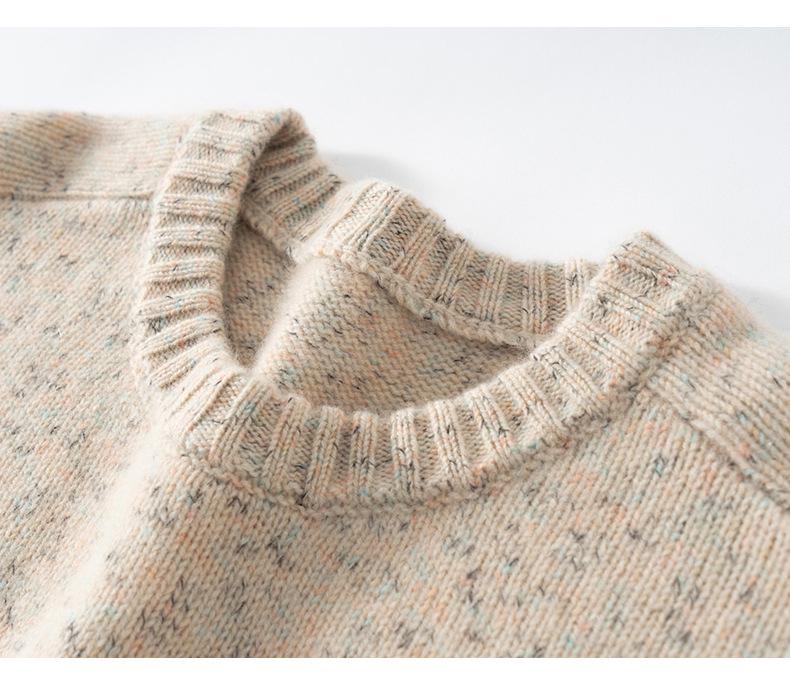 Cashmere Women's Loose Space-Dyed Round Neck Pullover Sweater - Winter Thickened Long Sleeve Knitwear