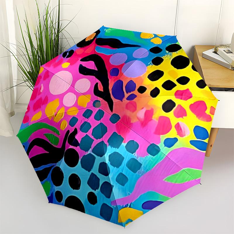 

1pc Abstract Art Automatic Opening/Closing Folding Umbrella with 8 Ribs,Windproof Portable Sunshade Umbrella Holiday gift yy260401002