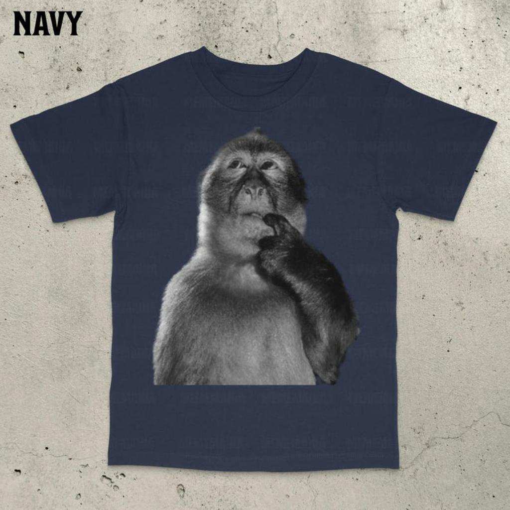 Funny Monkey Sakura Print Cotton TShirt Cute Japanese Style Graphic Tee Soft Casual Streetwear Top for Summer