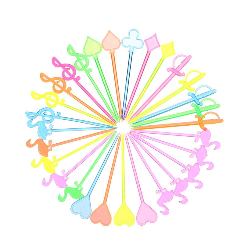 50Pcs Fruit Needle Forks Stick Plastic Pastry Fork Reusable Food Picks Heart Arrow Dessert Fruit Forks Kitchen Accessories