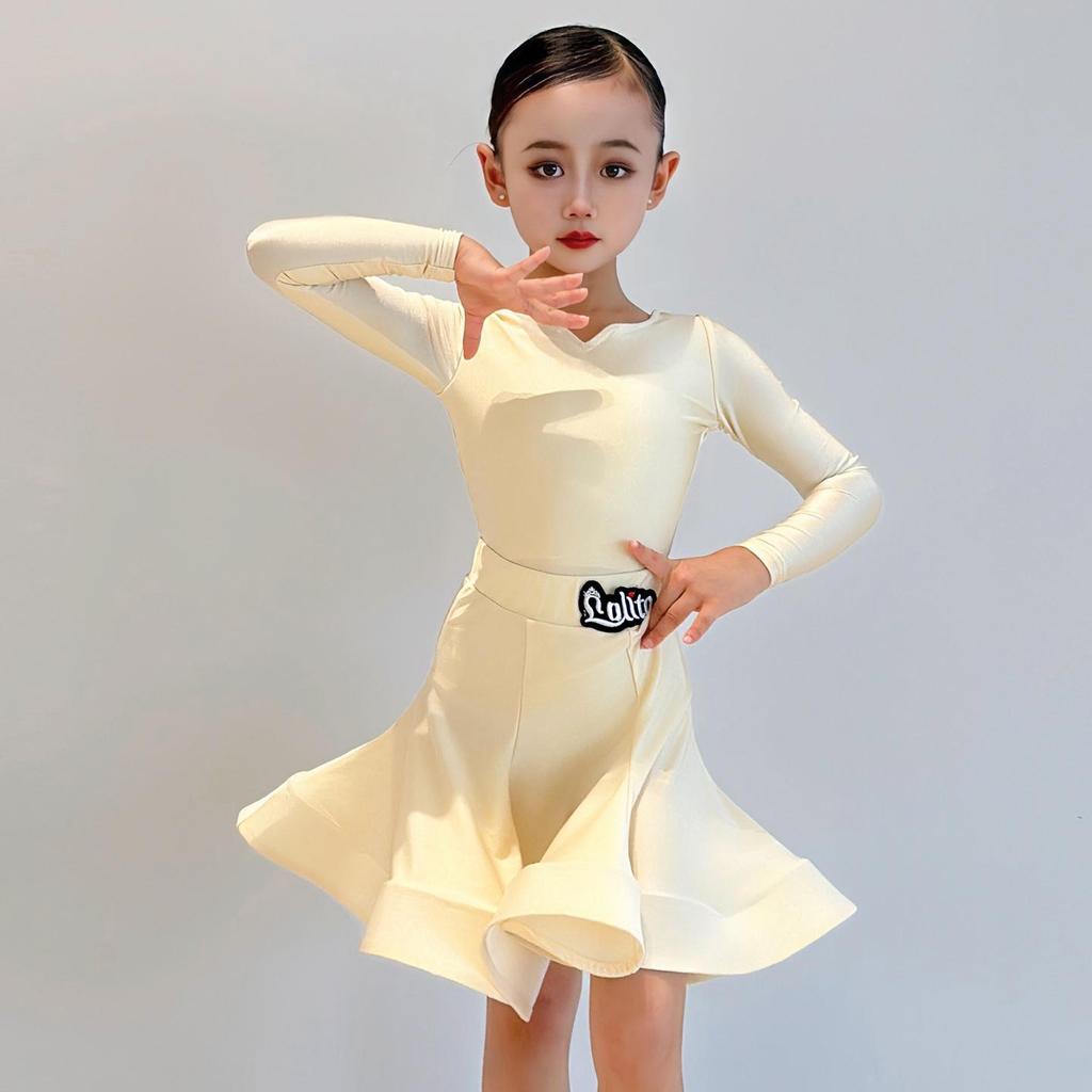Abbigliamento da Allenamento Latino per Ragazze Vestito da Ballo da Sala Costume da Competizione Bambini Salsa Abbigliamento da Pratica Ballroom Colorato