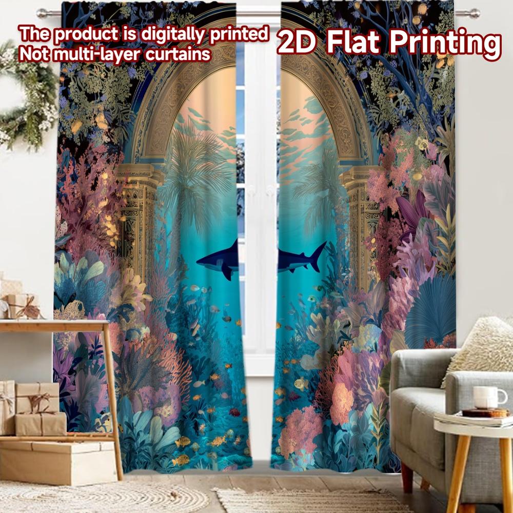 

2pcs, 2D FLAT PRINTING Curtains (Without Rod) Ocean Paradise Christmas Festival Creative Curtains Versatile Polyester Fabric 52.50 × 116.00 cm 2 pcs