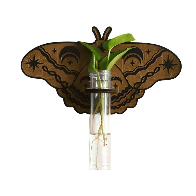 

AEE2-Butterfly Wall Mounted Breeding Station, Wooden Hanging Plant Holders, Indoor Plants With Plastic Tubes,