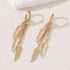 1pair Unisex Punk Hip Hop Stainless Steel Feather Chain Dangle Stud Earrings for Men Women Vintage Piercing Ear Jewelry