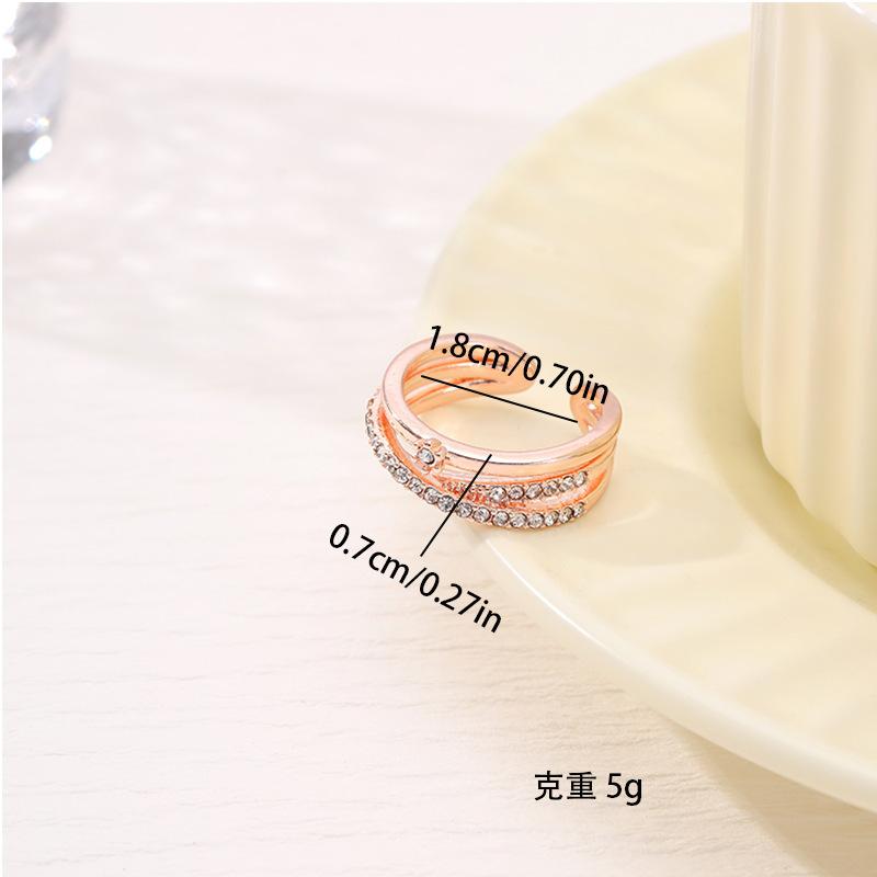 Personalized Niche Women's Adjustable Opening Fashion Cross Double-layer Ring Women's Trend Index Finger Ring Jewelry