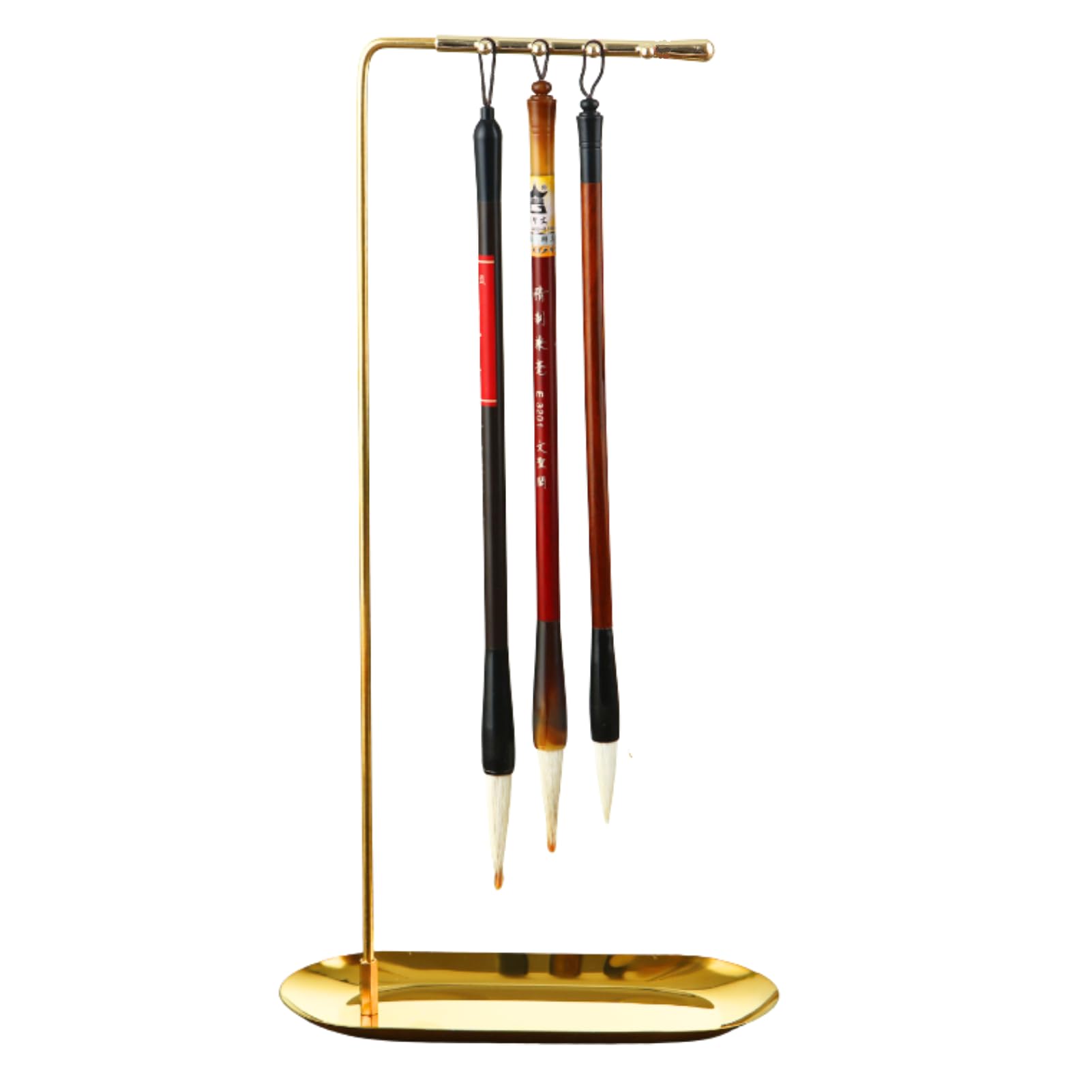

Uccellino Stainless Steel Brush Holder/Stand with Gold Bamboo Tray, Holds 10 Brushes, Perfect for Displaying Calligraphy Supplies, and Storage (Gold)