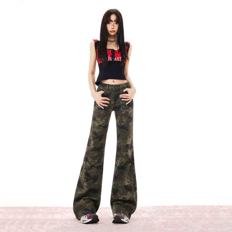 Available American Retro Washed Slimming Micro-Flare Long Pants - Versatile, Comfortable, Stylish Summer Wear Small