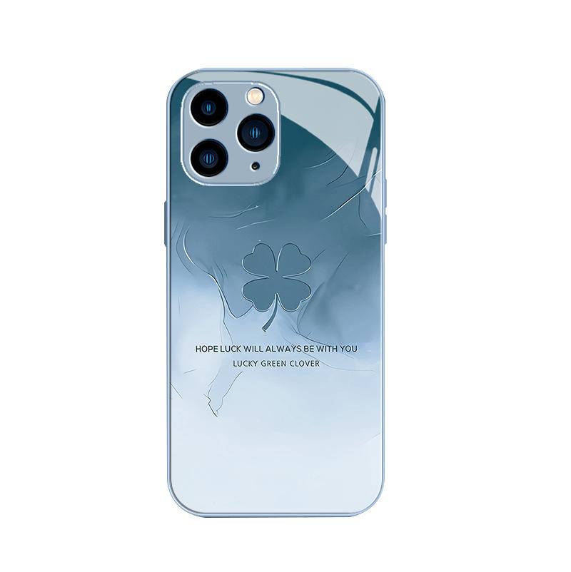 Four-leaf clover liquid glass phone case for Apple 15/15Pro/14Pro/13Mini Max