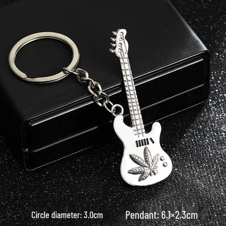 European & American Rock Guitar Keychain: Hip Hop Drip Oil Alloy Pendant Charm for Women's Bags
