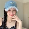Stylish Women Fabric Baseball Hat with 3D Pearls Bowknot and Lace Trim for Outdoor Sports Activity Breathable Headwear