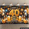 2D Happy 40th Birthday Photography Backdrop Beer Fireworks Party Photo Booth Banner