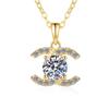C Letter Moissanite Pendant Necklace Women Men Sterling Chain Elegant Minimalist Jewelry Office Daily