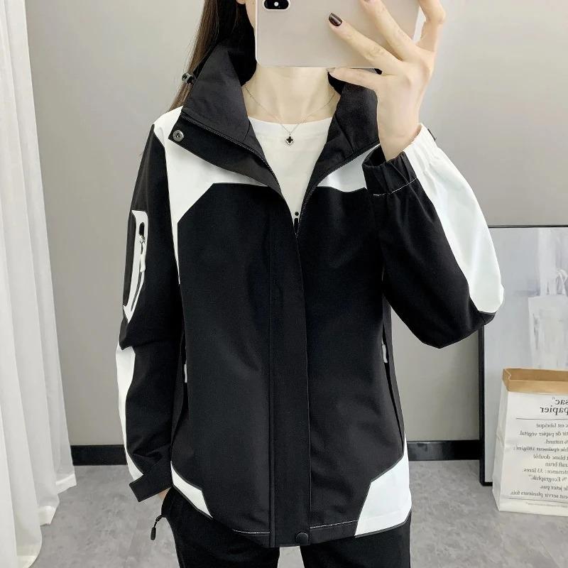 Women's Coat Joker Waterproof Windproof Single Layer Jacket Long Sleeve Zipper Sport Hooded Jackets Outwear