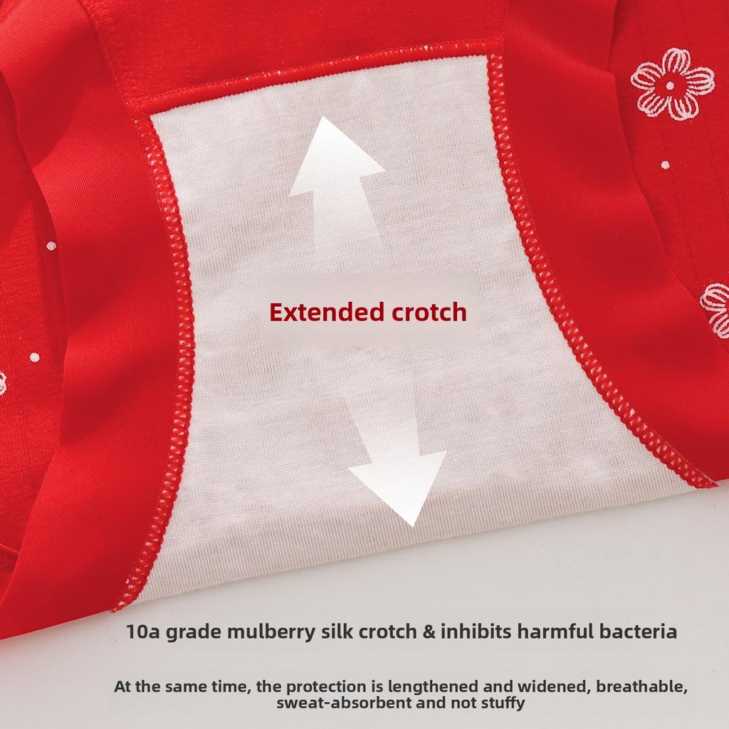 Big Size Spring and Summer Benming Year Red Extended High Waist Abdominal Hip Briefs