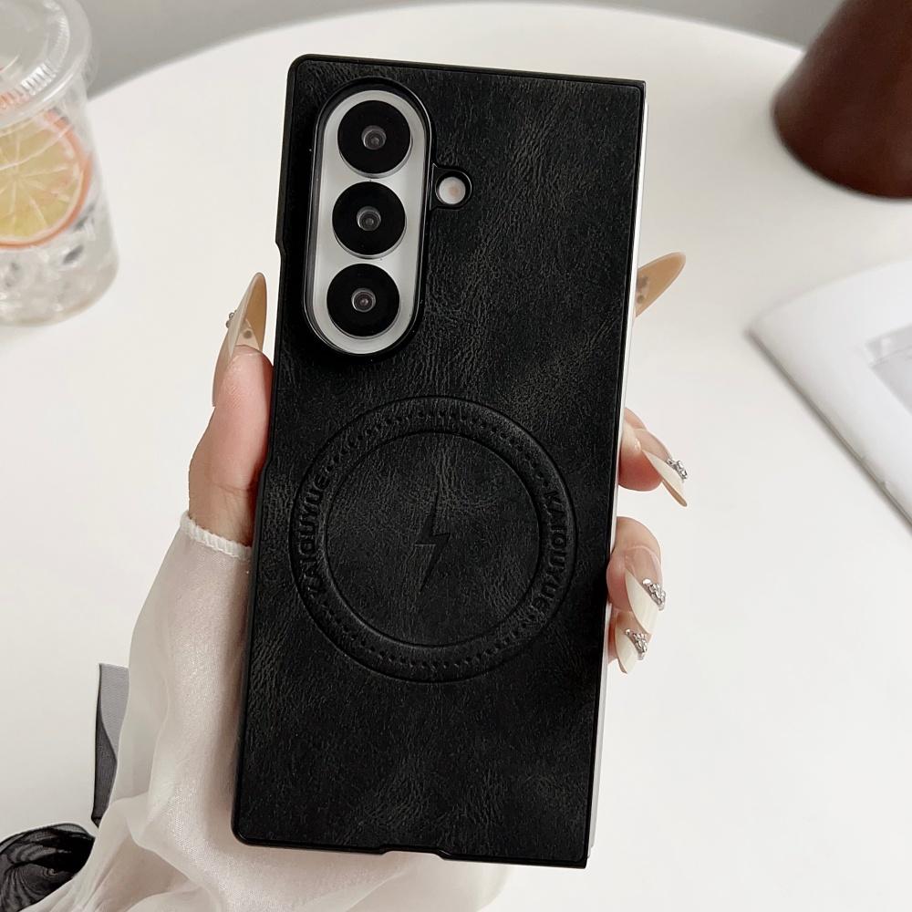 Für Samsung Galaxy Z Fold 7 Business Magnetische Hülle Luxuriöses Leder Für Magsafe Kabelloses Laden Weiche Silikon Schutzhülle